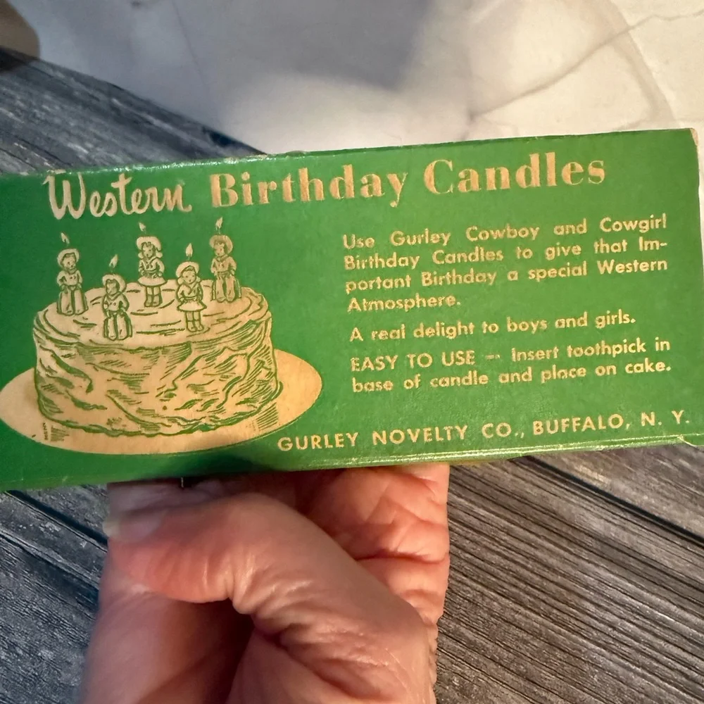 Vintage RARE Gurley Western Cowgirl Birthday Candles Set of 5